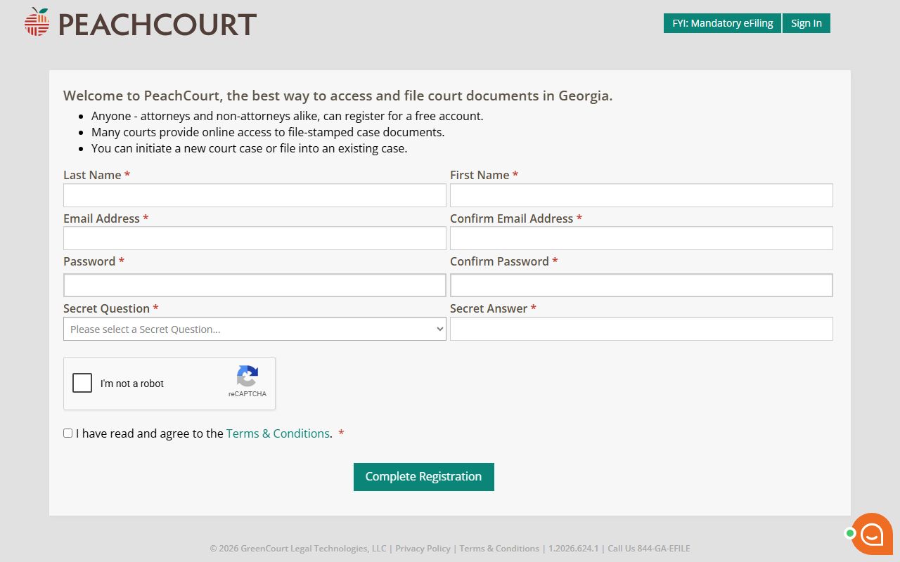 Chattooga County Clerk of Superior Court PeachCourt registration records access