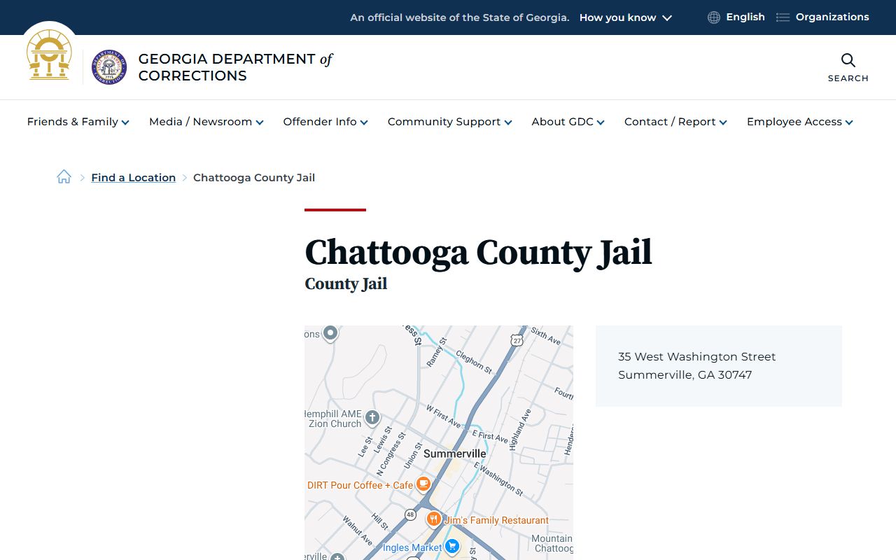 Chattooga County arrest records GDC jail location