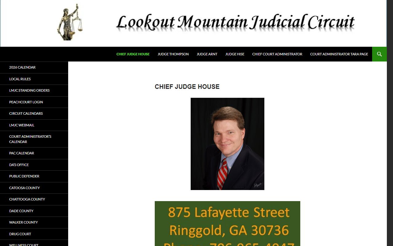 Chattooga County court dockets context on the Chief Judge House circuit page