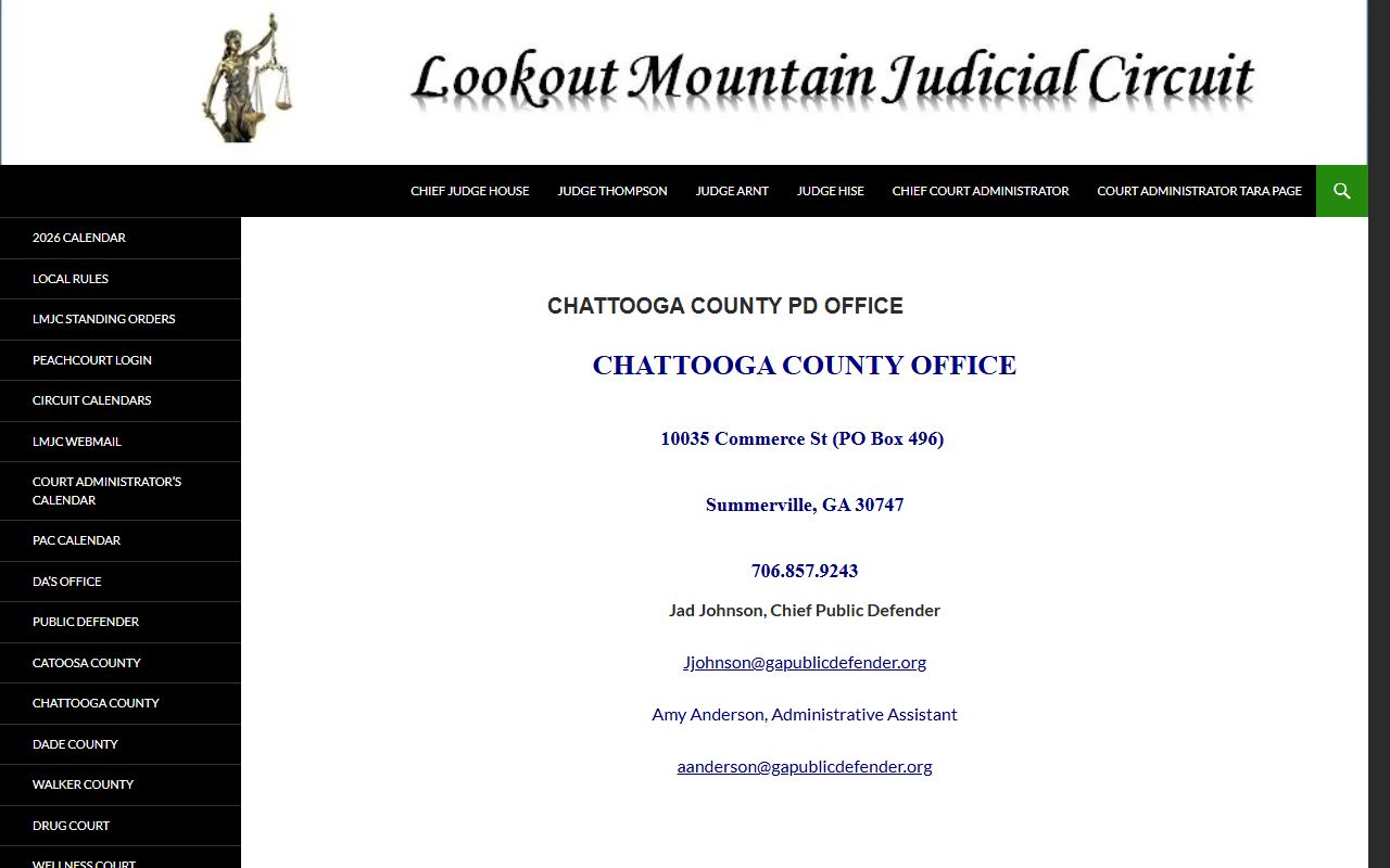 Chattooga County criminal court records public defender office