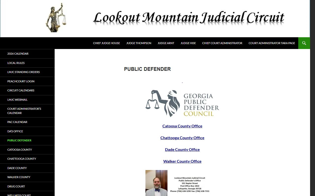 Chattooga County criminal court records public defender access