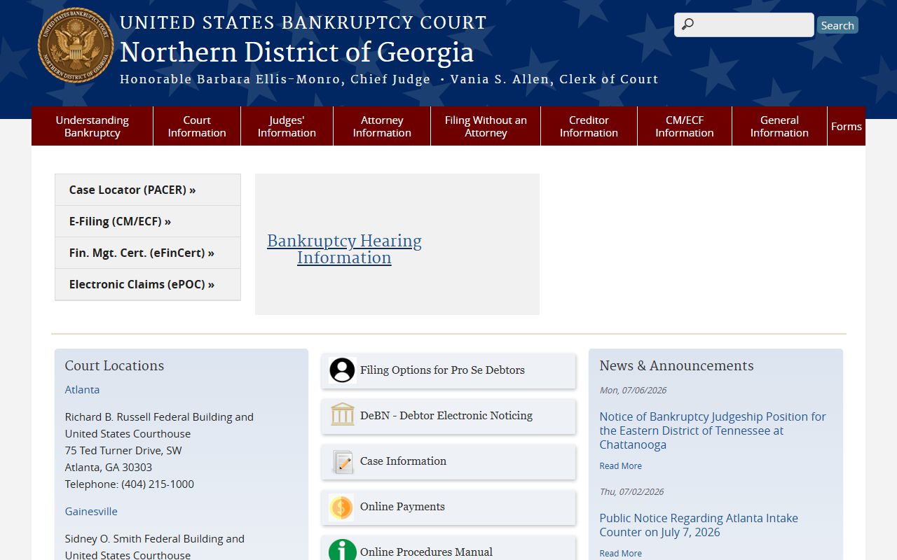 Chattooga County Superior Court records Northern District bankruptcy court
