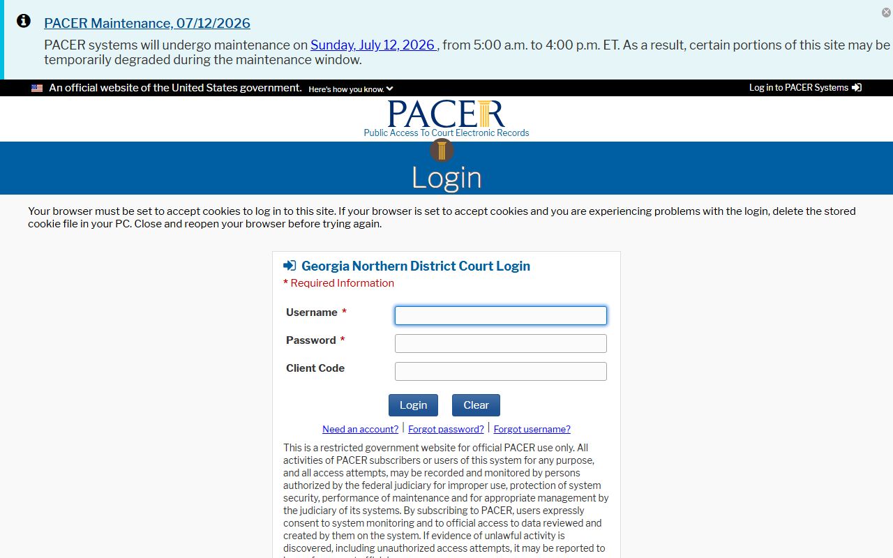 Chattooga County Superior Court records Northern District CM ECF query