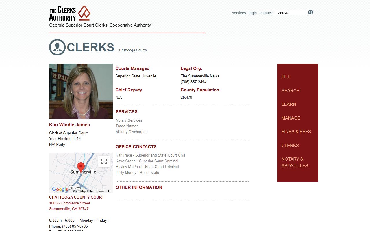 Chattooga County court records GSCCCA clerk profile