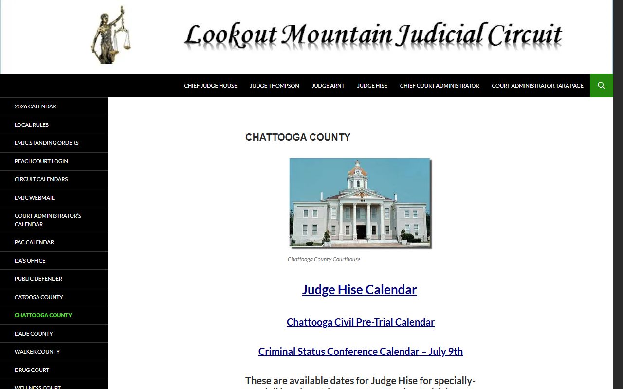 Chattooga County court records Lookout Mountain Judicial Circuit page