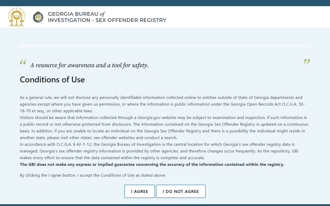 Chattooga County inmate search GBI registry search