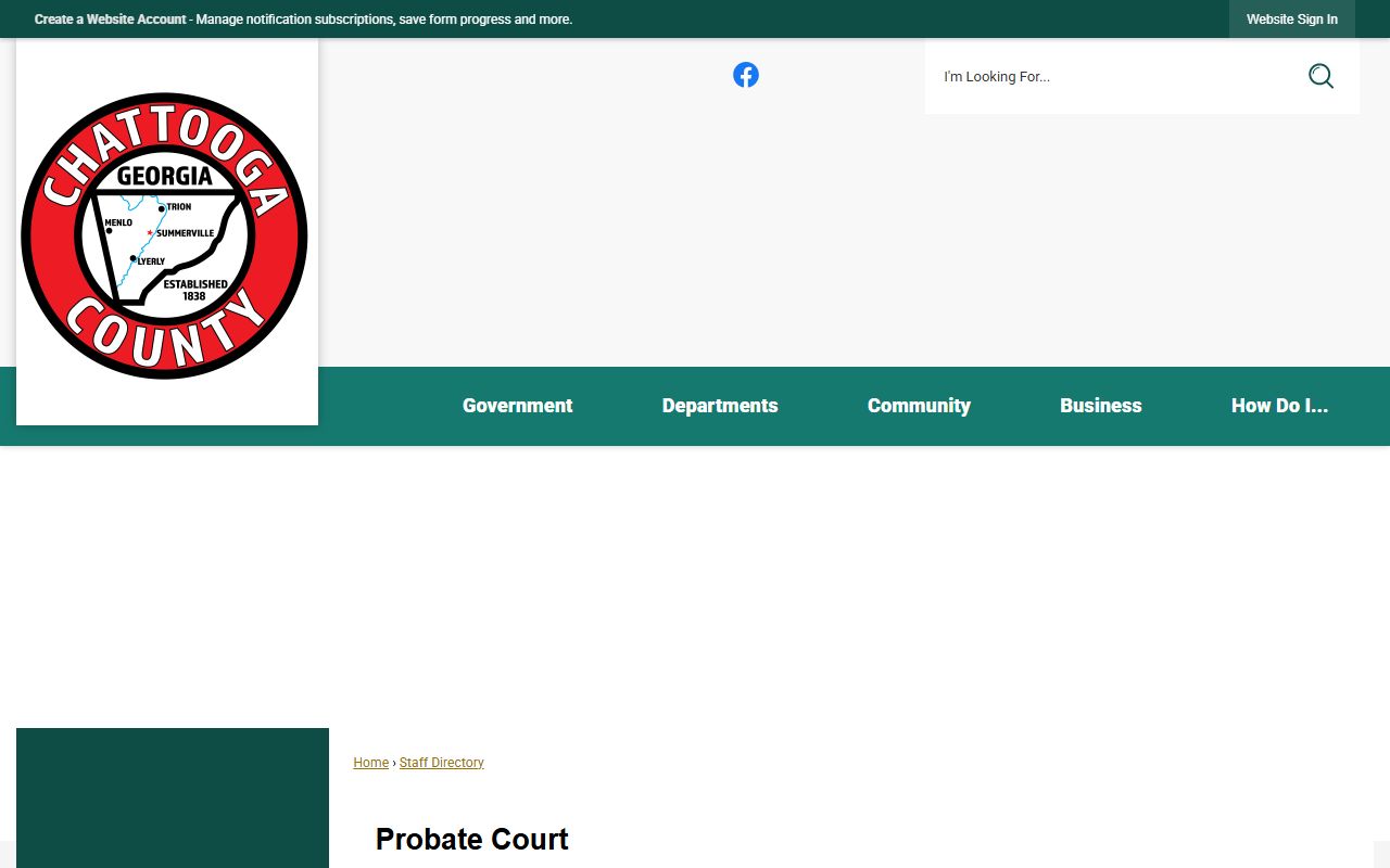 Chattooga County probate records Probate Court staff directory