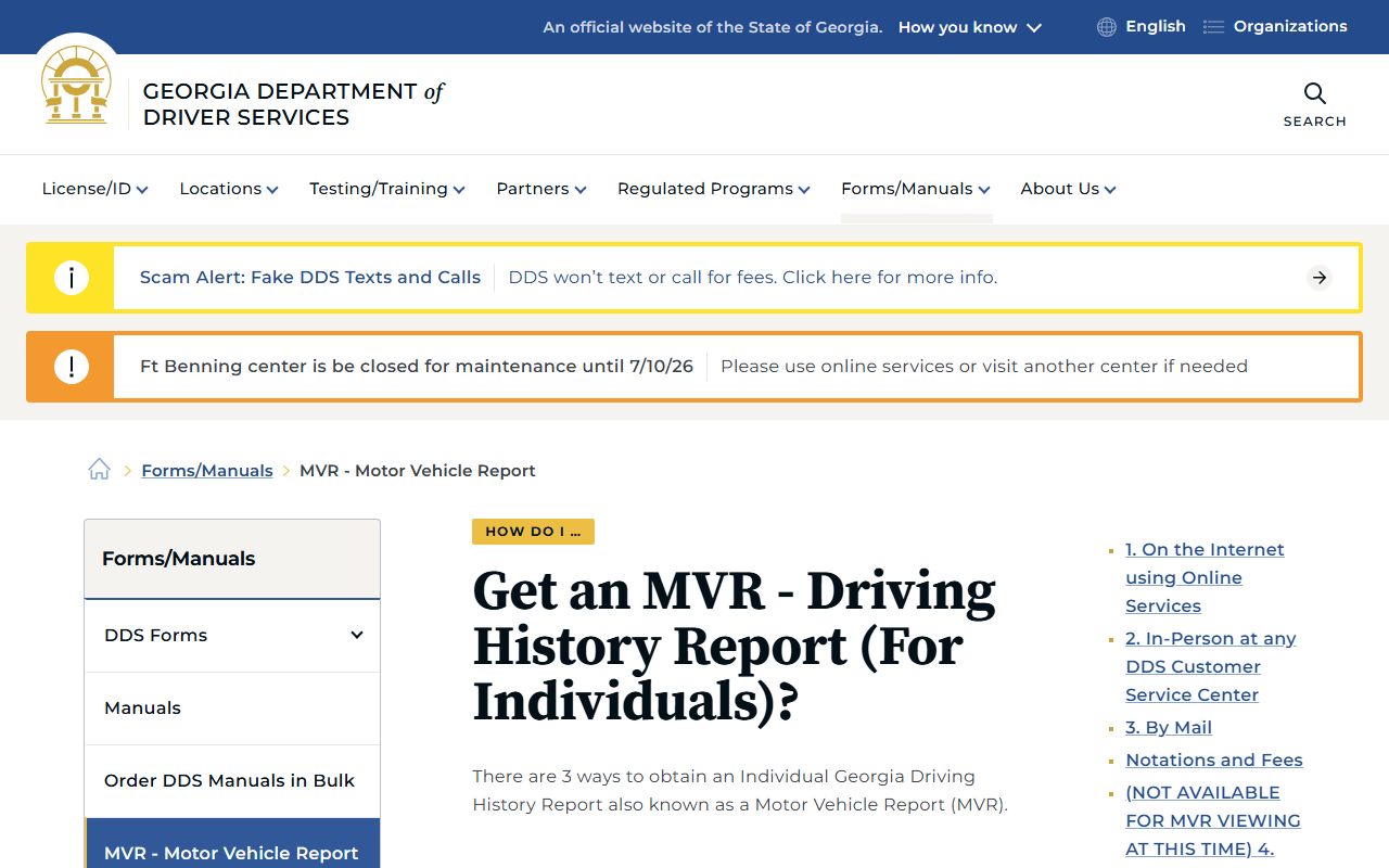Chattooga County traffic court records Georgia DDS MVR guide
