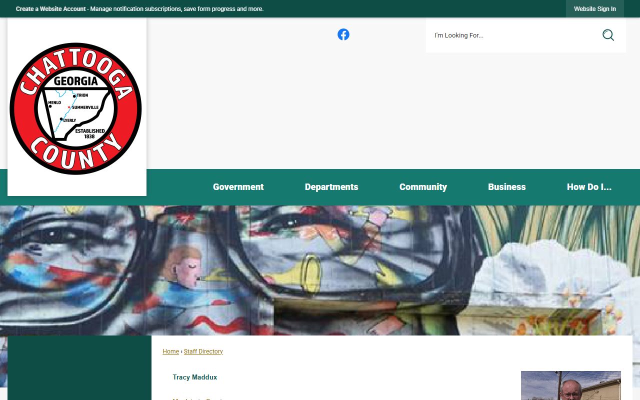 Chattooga County warrant records authority on the Chief Magistrate staff page