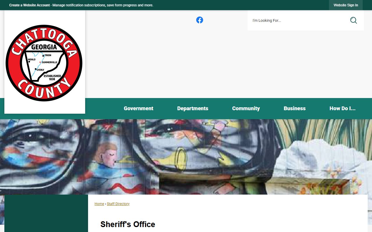 Chattooga County warrant records contact path in the Sheriff staff directory